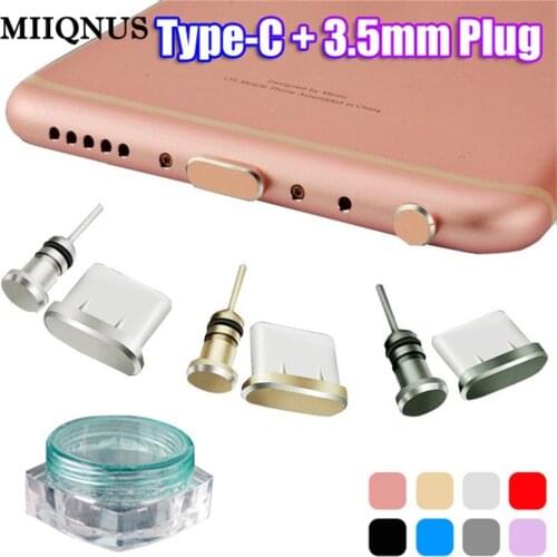1PC Multicolor Metal Type C Charging Port Anti-Dust 3.5mm Earphone Jack Dust Plug For Samsung S10 Cell Phone Accessories