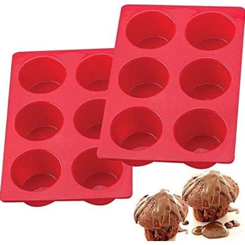 2pcs Mini Muffin 6 Holes Silicone Round Mold DIY Cupcake Cookies Fondant Baking Pan Non-Stick Pudding Steamed Cake Mold Baking