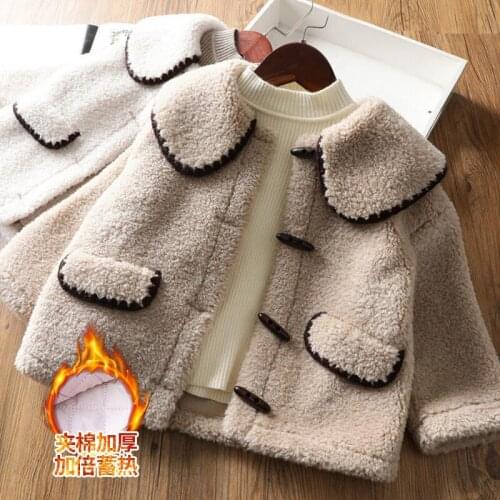 2021 BABY Girls Winter Coat Fake Fur Cotton Padded Warm Overcoats Kids Comfortable Princess Birthday Clothes Children Wear