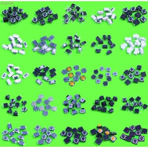 250pcs 2*4 3*6 4*4 6*6 12*12 Tact Switch Push Button Switch mini sheet smd dip switch For remote control key TV Toys Button