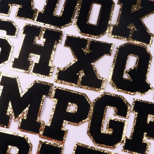 26 Black Towel English Letter Patches On Clothes Iron On Patches For Clothing Embroidery Appliques Child Women Clothing Decor