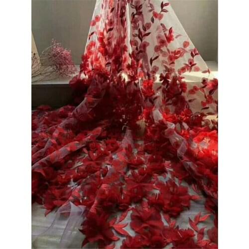 3d flower YG-814 embroidery fabric 6 colors option nigerian tulle lace fabric French Net Lace Fabric