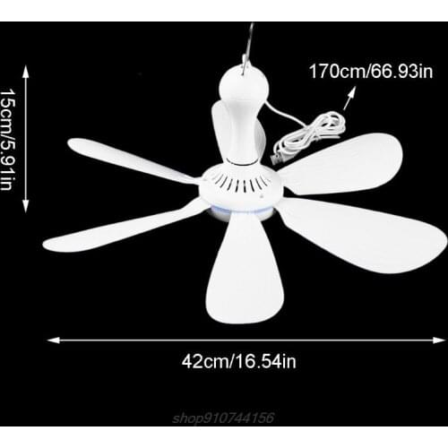 6 Leaves 5V USB Ceiling Fan Air Cooler Hanging USB Powered 16.5 inch Tent Fans for Camping Outdoor Dormitory Bed A12 21 Dropship
