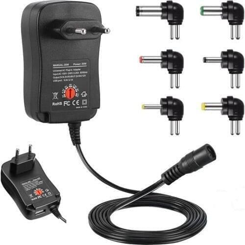 3V 4.5V 5V 6V 7.5V 9V 12V 2A 2.5A AC DC Adaptor Adjustable Power Adapter Universal Charger Supply for led light strip lamp 30W