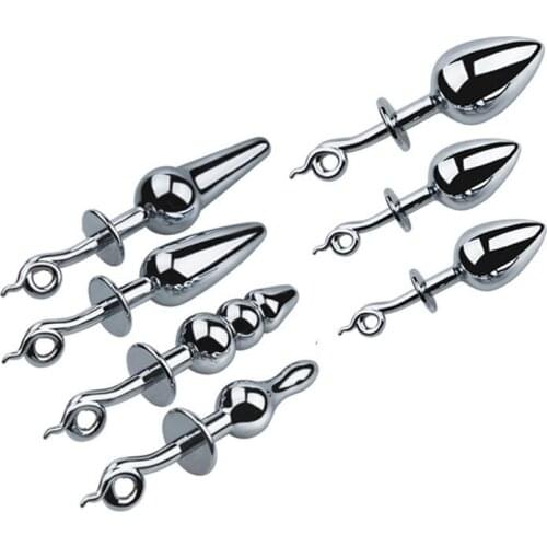 2021 New RY-130 Smooth Touch Head Metal Anal Plug Sex Toys Stainless Steel Ring Tail Butt Plug Anal Beards for Adult Game