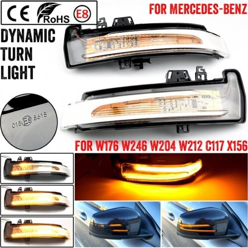 Car Yellow Dynamic LED Rearview Mirror Indicator Light 12V For Mercedes Benz W176 W246 W212 W204 CLA C117 GLA GLK W221 CLS W218