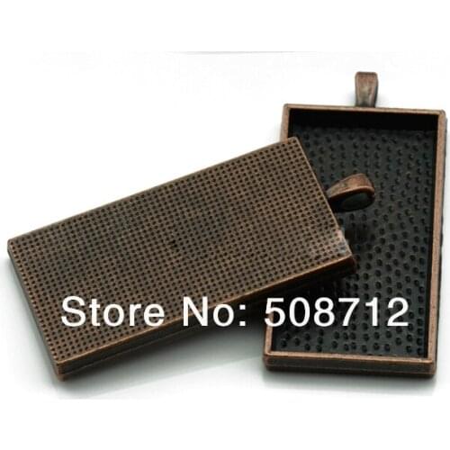 Free Ship!!! 30pcs Antique Copper Rectangle Blank Pendant Trays / Bezels 48x24mm / glass pendant setting