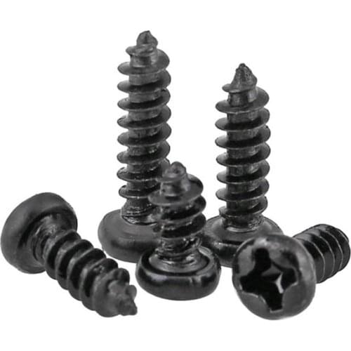 Black Philips Round Head Self Tapping Small Screws PA Cross Pan Head Tapping Screws Electronic Mini Screw M1-M2 1000pcs