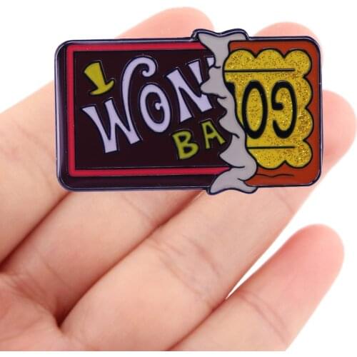 DZ1834 Chocolate Ticket Funny Movie Enamel Pins Badge for Backpack Collar Lapel Pin Hat Jewelry Birthday Gifts for Friends