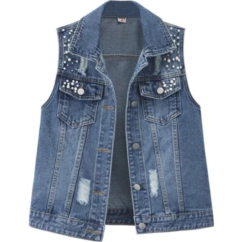 Denim Vest Women Short 2021 Spring New Hooded Big Pocket Sleeveless Jacket All-Match Slim Top Cardigan S-5XL