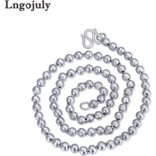 Brand New Round Bead Necklace Pure 925 Sterling Silver Chain For Men Jewelry Genuine Silver Necklaces Male Chain Generous Gift