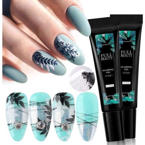 8ml Gel Paint Nail Polish for Stamping Plate Black White UV Gel Template Pattern Printing Varnish Nail Art Lacquer Tools LA1793