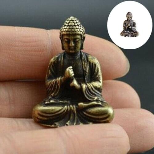Chinese OLD brass hand carved sakyamuni small Buddha statue