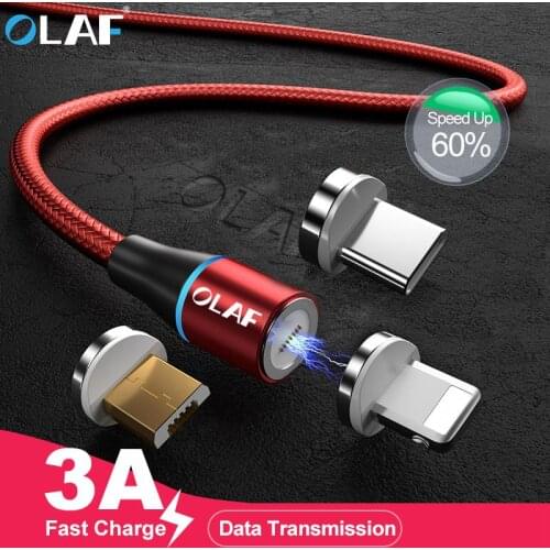 OLAF 3A Quick charge 3.0 USB Magnetic Cable Micro USB Type C Fast Charging Cable For iPhone XR Samsung S9 S10 Huawei Xiaomi mi9