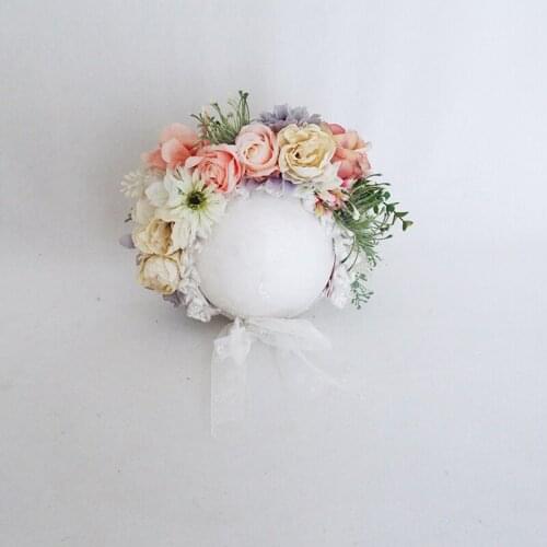Pastel Pink Floral Bonnet Newborn Photography Props Vintage Flower Hat Prop Newborn Photography Floral Bonnet