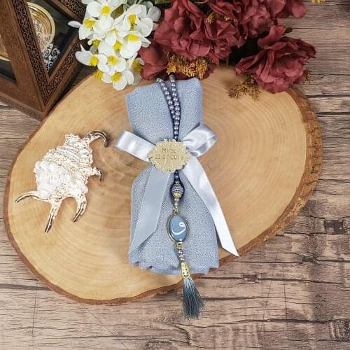 Gift Wrap, Luxury Pearl Rosary, Custom Plexiglass, Ribbon Decorated Set - Gray Set FREE SHİPPİNG