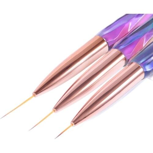 Drawing Painting Pen UV Gel Gradient Colorful Nail Brush Pen Blooming Line Lining Brush Nylon Hair Flat Manicuring Art Tools