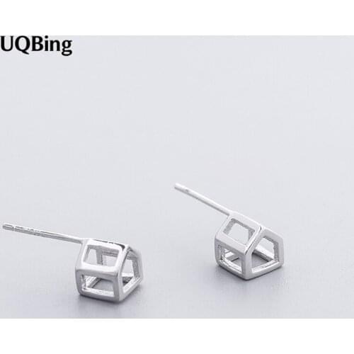 Free Shipping Fashion 925 Sterling Silver Stud Earrings Geometry House Stud Earrings For Women Beautiful Jewelry