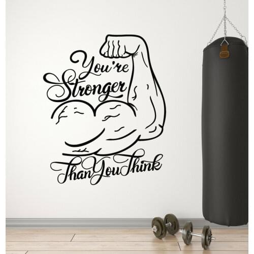 Gym Quote Vinyl Wall Decal Fitness Motivation Phrase Muscled Stickers Home Decor Bedroom Garage Decorations Mural A480