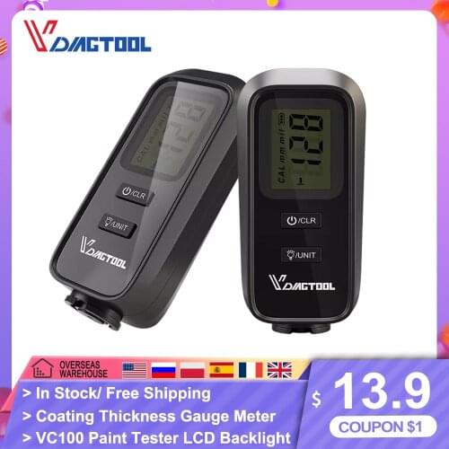 VDIAGTOOL VC100 Coating Thickness Gauge Meter For Car Paint Tester Car Diagnostic Automotive Digital Paint Film LCD Backlight