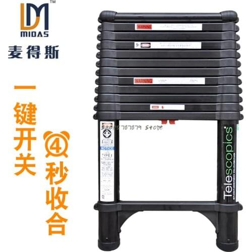 Telescopic Vertical Ladder Black Trigger Household Aluminum Alloy Ladder Single Ladder Bamboo Ladder Package