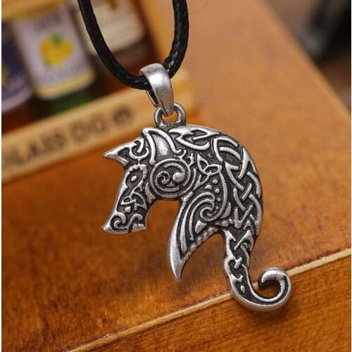 Vintage Nordic Pendant Knot Viking Animal Amulet Pagan Wicca Necklace