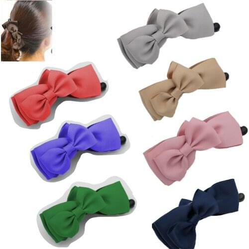 2021 New Double Bowknot Banana Hairpins grosgrain ribbon Headwear Handmade Clips for Girls Women Barrette Hair Accessories