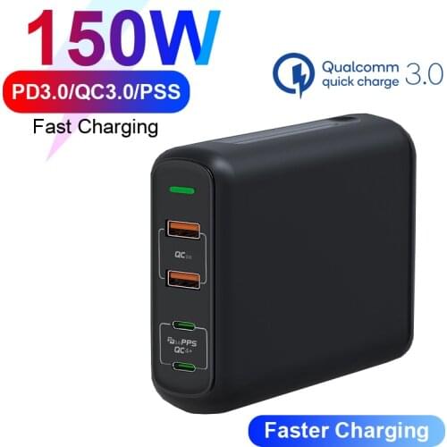Multi-port PD QC4.0 3.0 Quick Charge 75W 100W 150W GaN Charger Charging Station for Samsung iPhone Huawei Laptop PD USB Charger