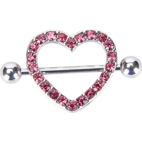1pc love hearts crystal gifts nipple bar rings heart rings nipple ring barbell body piercing jewelry women blue pink white color