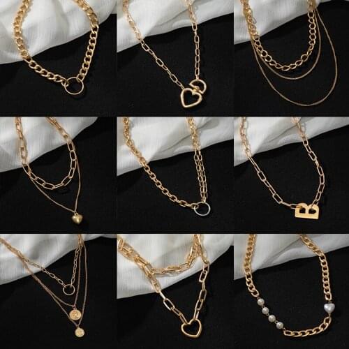 Punk Coin Geometry Pendant Necklace For Women Silver Color Portrait Chain Necklaces 2021 Vintage Trend Necklace Jewelry Gift