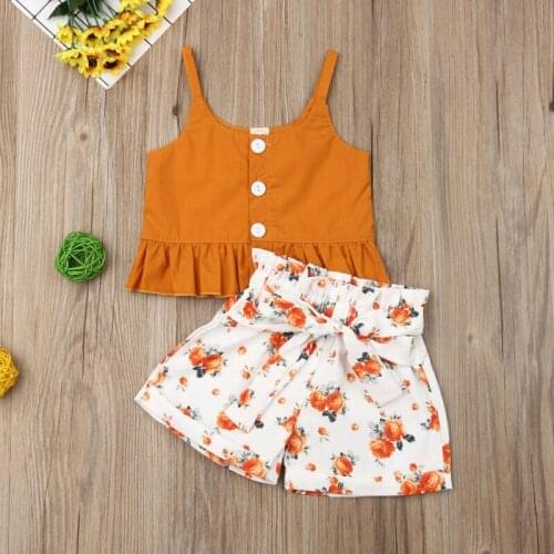Pudcoco New Fashion 2pcs Floral Toddler Baby Girl Vest Crop Tops Shorts Pants Outfits Clothes Summer