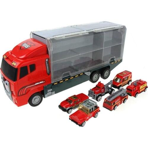 1 Set Mini Alloy Police Car Engineering Vehicle Fire Truck Model Kids Toy Gift
