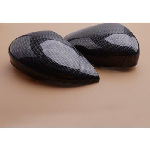 1Pair Car Carbon Fiber Style Side Rearview Door Wing Mirror Cover Cap Casing Fit for Ford Fiesta MK7 2008-2017 2018 2019