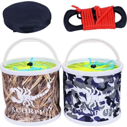 1Pcs Outdoor Camping Bucket Portable Folding Bucket With Bag and Water Rope Fishing Car Bucket Fishing Gear Supplies