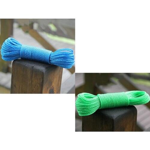2pcs Nylon Braided Washing Camping Rope Clothesline 10m BlueGreen
