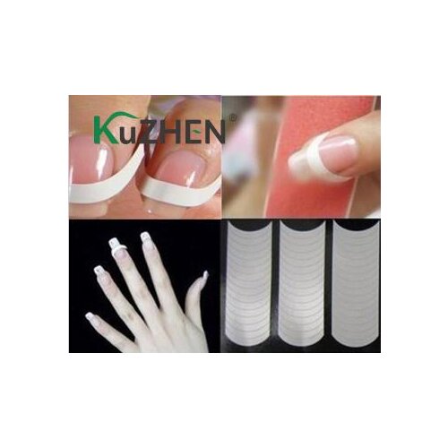 2Packs (96PCS ) White French Manicure Strip Nail Art Form Fringe Guides Sticker DIY Line Tips New