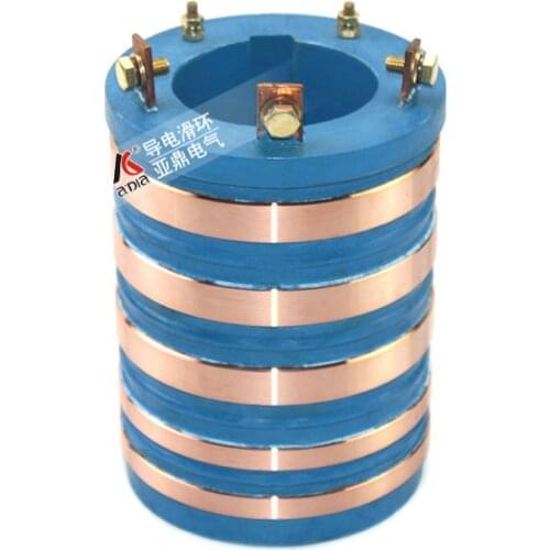 220V380V5 carbon brush type conductive slip ring copper power supply collector ring large diameter rotating energized copper