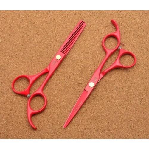 312# 5.5'' Brand Jason Factory Price Hairdressing Scissors JP 440C Red Barbers Cutting Scissors Thinning Shears Hair Scissors