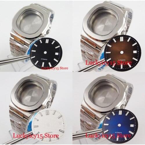 39mm Square Men Watch Case + Stainless Steel Watch Band + Watch Dial Fit MIYOTA Movement