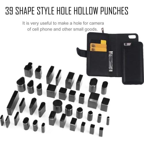 39pcs/set 39 Shape Style Hole Hollow Cutter Punch Metal Cutter Punch Set Handmade Leather Craft DIY Tool For Phone Holster