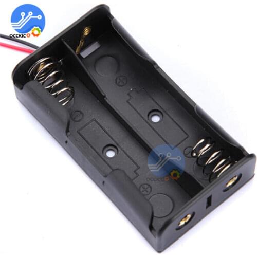 5PCS Plastic Battery Case Storage Box Holder with Wire Leads for 2 X AA 3.0V 2AA