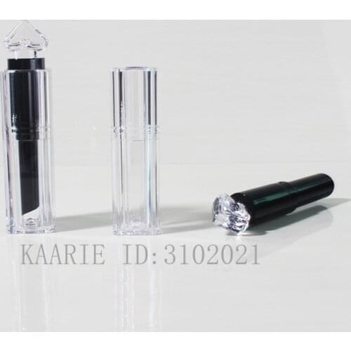 50pcs/lot 11.1mm High-end Empty Lipstick Tube, DIY Plastic Clear N Black Lip Balm Bottle, Heart Shape Elegant Lipstick Container