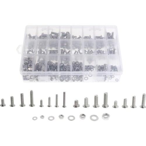 520pcs Round Head Hexagon Socket Screw Set Stainless Steel Flat Round Cap Head M3 M4 M5 Screw Kit Bolts and Nuts Fastener