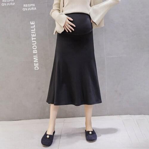 8819# 2021 Autumn Korean Fashion Knitted Maternity Skirts A Line Loose Elastic Waist Belly Clothes for Pregnant Women Pregnancy