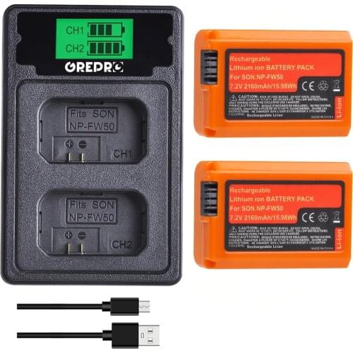 2160mAh NP-FW50 battery + NP FW50 Battery charger for SONY NEX 5T 5R 5TL 5N 5C 5CK A7R A7 F3 3N 3CA55 A37 A5000 A6000 A55 NPFW50