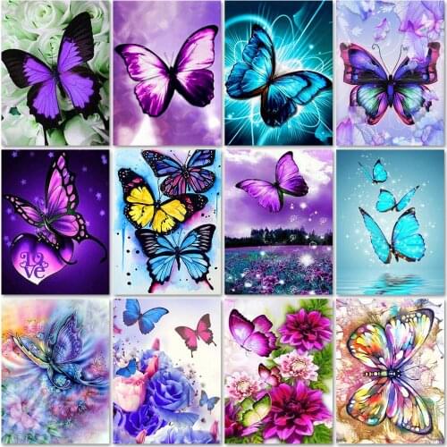 Butterfly Pattern 3d Diy Diamond Painting Cross Ctitch Kits Diamond Art Flower Crystal Mosaic Embroidery Painting New Year Gift
