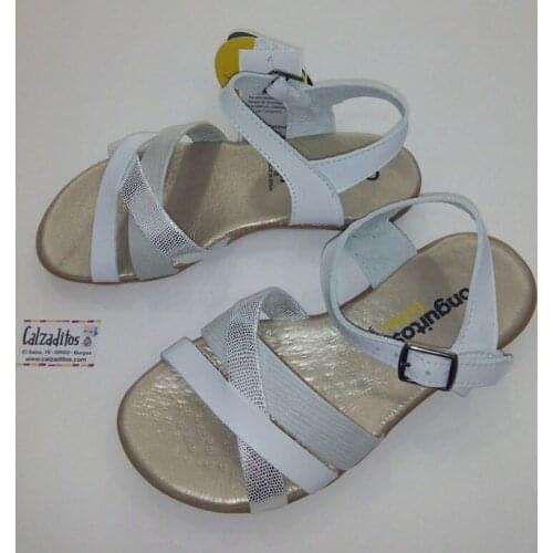White leather sandals for girl with buckle, of Coons