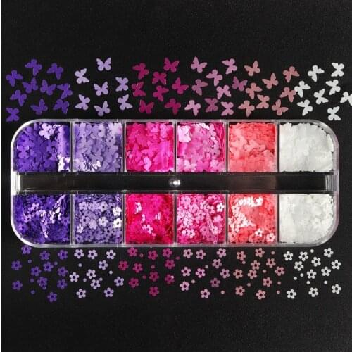 Butterfly Floral Sequins For Nails Art Decoration Multi-Color Set Nail Glitter Flakes DIY Nail Art Sequin Manicure Accessory