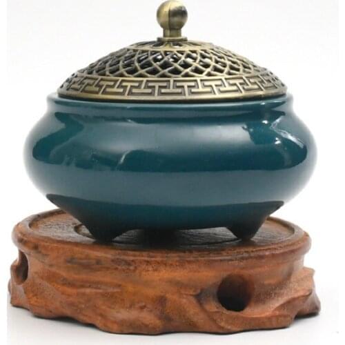 Buddhist Incense Burner Ceramic Brass Chinese Mini Portable Aroma Oil Burner Home Perfume Quemador De Incienso Home Decor MM50XL