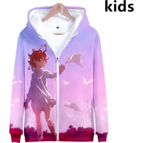 2 To 14 Years Kids Hoodies The Promised Neverland 3D Hoodie Sweatshirt Boys Girls Harajuku Cosplay Jacket Coat Teen Clothes